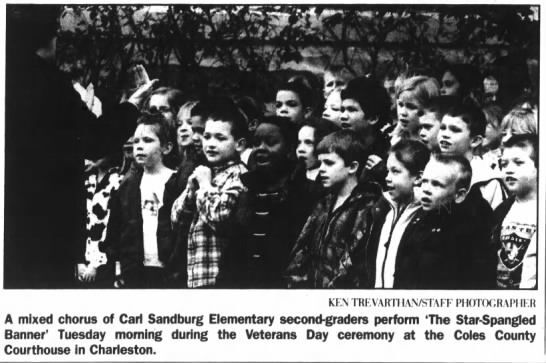 Carl Sandburg Elementary second-graders perform The Star Spangled Banner